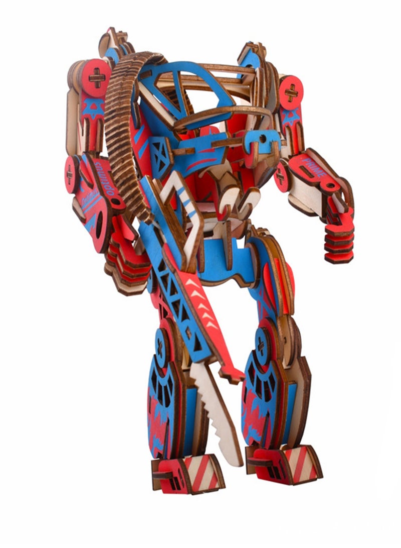 Children's Educational Toy Laser Wooden 3D Assembly Model Robot(Dark Blue Mechanical Armor 217Pcs) - Image 1